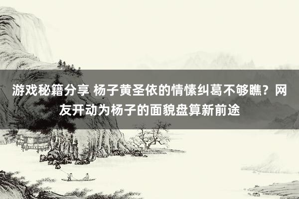 游戏秘籍分享 杨子黄圣依的情愫纠葛不够瞧？网友开动为杨子的面貌盘算新前途