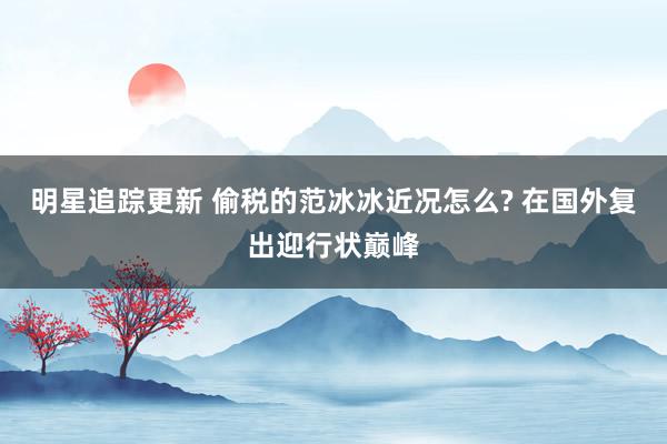 明星追踪更新 偷税的范冰冰近况怎么? 在国外复出迎行状巅峰