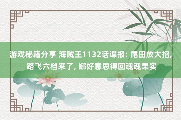 游戏秘籍分享 海贼王1132话谍报: 尾田放大招, 路飞六档来了, 娜好意思得回魂魂果实