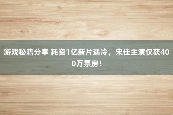 游戏秘籍分享 耗资1亿新片遇冷，宋佳主演仅获400万票房！