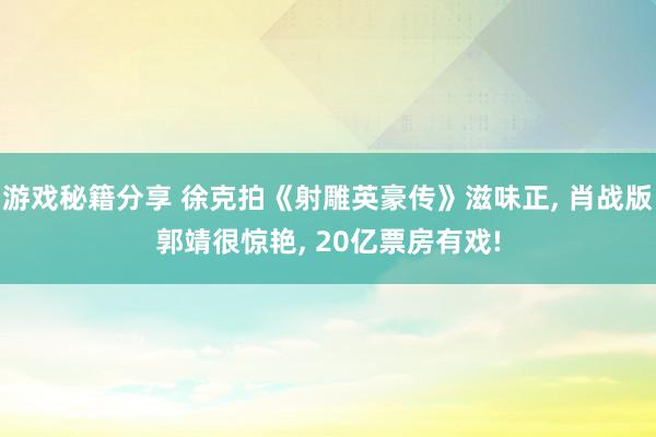 游戏秘籍分享 徐克拍《射雕英豪传》滋味正, 肖战版郭靖很惊艳, 20亿票房有戏!