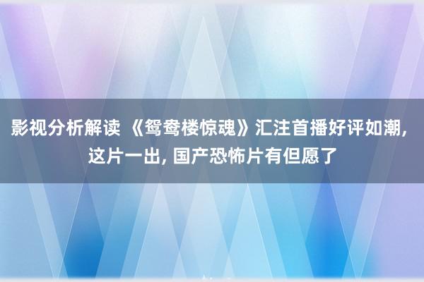 影视分析解读 《鸳鸯楼惊魂》汇注首播好评如潮, 这片一出, 国产恐怖片有但愿了