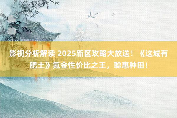 影视分析解读 2025新区攻略大放送！《这城有肥土》氪金性价比之王，聪惠种田！